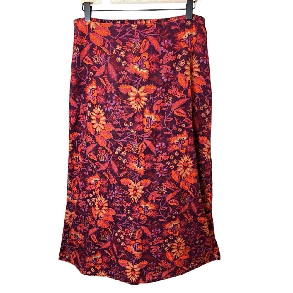 Vintage White Stag Floral Corduroy Midi Skirt 12 | Retro Boho Dark Cottage Indie